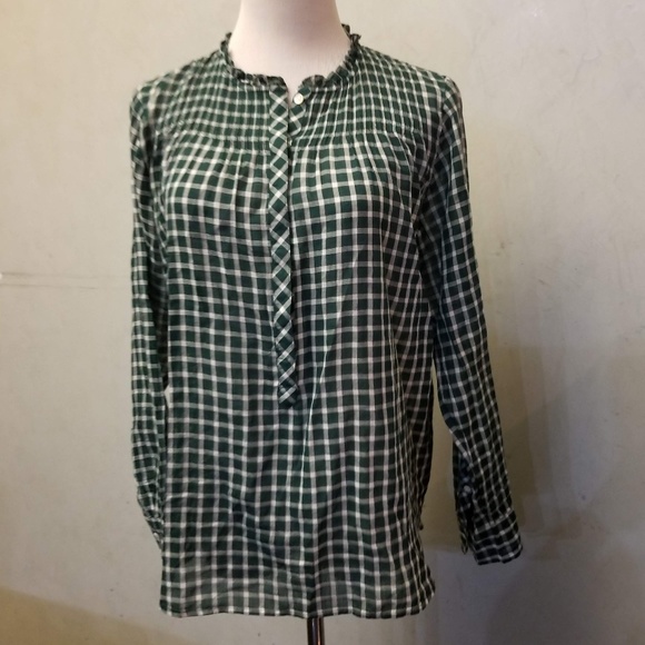 J.Crew green checkered top (G21) - Picture 4 of 7